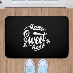 Tapete Emborrachado de Porta Preto Home Sweet Home - 1