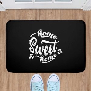 Tapete Emborrachado de Porta Preto Home Sweet Home