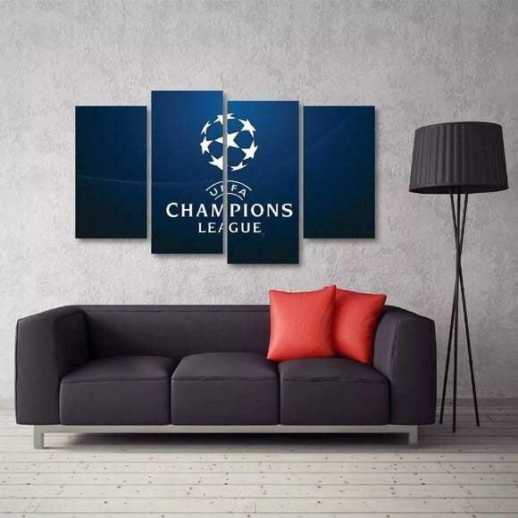 Quadro Decorativo Champions League Mosaico Em Tecido 4 Peças - 3