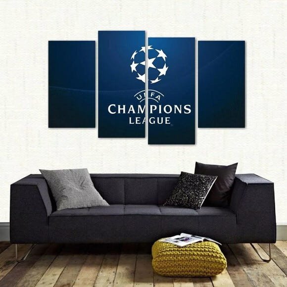 Quadro Decorativo Champions League Mosaico Em Tecido 4 Peças - 1