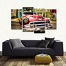 Quadro Decorativo Carro Vintage Escritório Em Tecido 4 Peças - 1