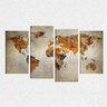 Quadro Decorativo Mapa Mundi Vintage Retrô Em Tecido 4 Peças - 3