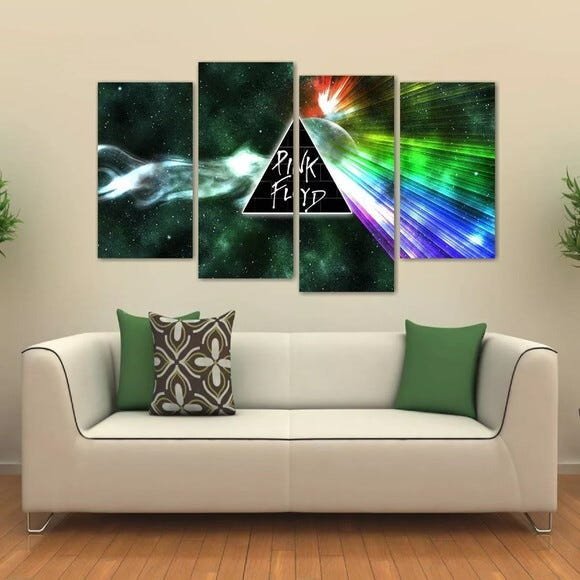 Quadro Decorativo Pink Floyd Mosaico Em Tecido 4 Peças 1 - 2