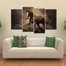 Quadro Decorativo Cavalo Preto Sala Quarto Em Tecido 4 Peças - 1