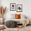 Ver imagem 1 de Kit 2 Quadros Sala Arte Tribal Boho 24x18cm - com Vidro:moldura Preta