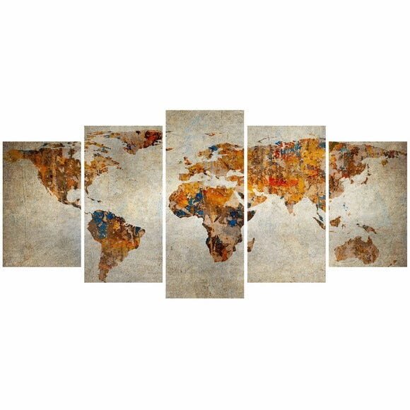 Quadro Mapa Mundi Rústico Para Sala Quarto Escritório 125x60 - 5