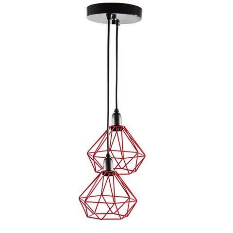 Lustre com 2 Pendentes Diamante - Vermelho - 2-2100-2