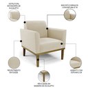 Ver imagem 3 de Sofá Namoradeira e 2 Poltronas Base Madeira Castanho Maressa Suede Bege - Ibiza