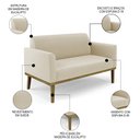 Ver imagem 4 de Sofá Namoradeira e 2 Poltronas Base Madeira Castanho Maressa Suede Bege - Ibiza
