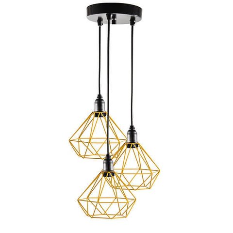 Lustre com 3 Pendentes Diamante - Amarelo - 3-2100-1
