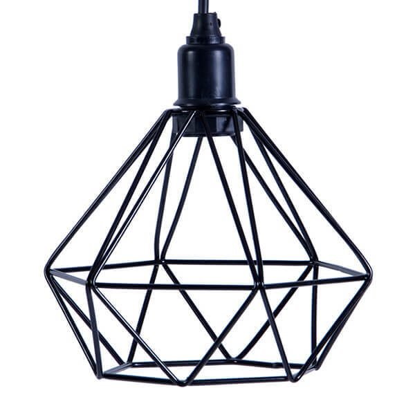 Lustre com 3 Pendentes Diamante - PRETO - 3-2100-3 - 2