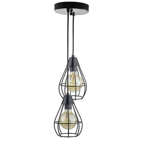 Lustre com 2 Pendentes Aramados Gota - Preto - 2-2800-3