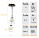Ver imagem 3 de Lustre com 2 Pendentes Aramados Gota - Branco - 2-2800-4