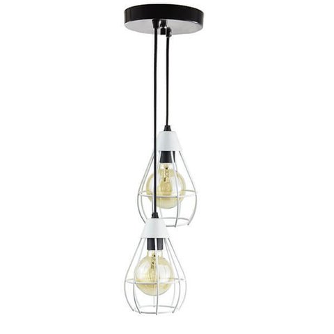 Lustre com 2 Pendentes Aramados Gota - Branco - 2-2800-4