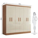 Ver imagem 4 de Guarda-Roupa Casal 6 Portas e 2 Gavetas Cancun Off White/Cinamomo