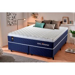 Cama Box King Lagras com Colchão Molas Ensacadas 193x203x60 Azul - 2