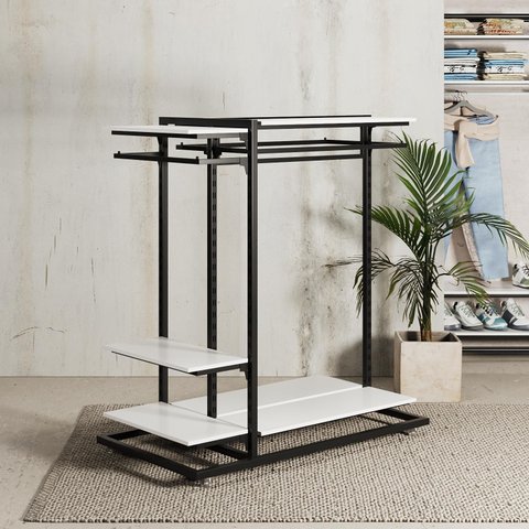 Expositor Central para Loja Cremalheira Mult. com Rodizio 150x130x70 Cm Comac