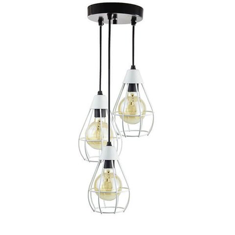 Lustre com 3 Pendentes Aramados Gota - Branco - 3-2800-4