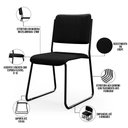 Ver imagem 3 de Cadeira Hoteleira Auditório Empilhável Inter L02 Crepe Preto - Lyam Decor