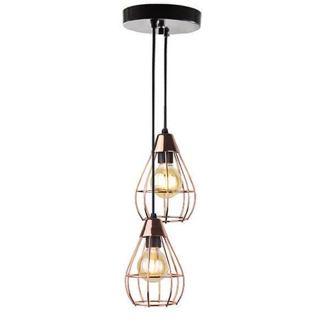 Lustre com 2 Pendentes Aramados Gota- Cobre - 2-2800-10