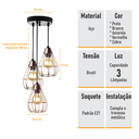 Ver imagem 2 de Lustre com 3 Pendentes Aramados Gota - Cobre- 3-2800-10