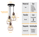 Ver imagem 2 de Lustre com 3 Pendentes Aramados Gota - Cobre- 3-2800-10