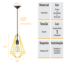 Ver imagem 3 de Pendente Aramado Modelo L - Amarelo - 2251-1