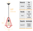 Ver imagem 3 de Pendente Aramado Modelo L - Vermelho - 2251-2