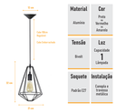 Ver imagem 3 de Pendente Aramado Modelo L - Preto - 2251-3