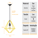 Ver imagem 3 de Pendente Armado Modelo H - Amarelo - 2252-1
