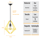 Ver imagem 3 de Pendente Armado Modelo H - Amarelo - 2252-1