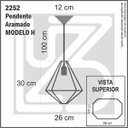 Ver imagem 2 de Pendente Aramado Modelo H - Bronze - 2252-13