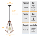 Ver imagem 3 de Pendente Aramado Modelo L - Cobre - 2251-10