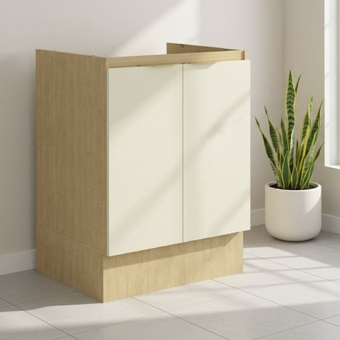 Balcão com Rodapé 2 Portas e 1 Prateleira 60cm Nanda TM4210 Nature/Arenas