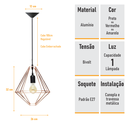 Ver imagem 3 de Pendente Aramado Modelo H - Cobre - 2252-10