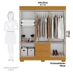 Guarda Roupa Casal 6 Portas 2 Gavetas Maya Acp Móveis Cinamomo - 3