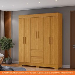 Guarda Roupa Casal 6 Portas 2 Gavetas Maya Acp Móveis Cinamomo - 6