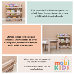 Revisteiro Estante Prateleira Infantil para Livros 70x70 Cm - Rosa - 6