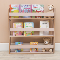 Revisteiro Estante Prateleira Infantil para Livros 70x70 Cm - Rosa - 1