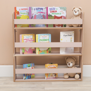 Revisteiro Estante Prateleira Infantil para Livros 70x70 Cm - Rosa