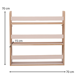 Revisteiro Estante Prateleira Infantil para Livros 70x70 Cm - Rosa - 5