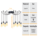 Ver imagem 2 de Lustre Aranha com 9 Pendentes - 9-2510