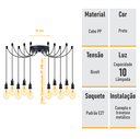 Ver imagem 2 de Lustre Aranha com 10 Pendentes - 10-2510