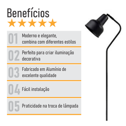 Luminária Coluna Abajur Piso Chão Spot City - Preto - 3110-3 - 4