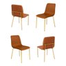 Conjunto 4 Cadeiras Malu Couro Caramelo Metal Dourado - 1