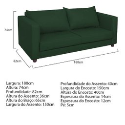 Sofá 2 Lugares Lisboa Suede - Amarena Móveis Sofá 2 Lugares Sofás Verde - 4
