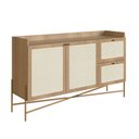 Ver imagem 3 de Balcão Buffet 2 Portas 2 Gavetas 139cm Palhinha Pé Metal Oslo Artesano | Hanover/dourado