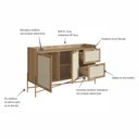 Ver mais imagens de Balcão Buffet 2 Portas 2 Gavetas 139cm Palhinha Pé Metal Oslo Artesano | Hanover/dourado