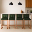 Ver imagem 1 de Banqueta Cozinha Alta com Encosto Industrial Kit 4 Bronze Lirina Pu C05 - D’Rossi