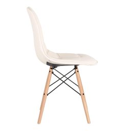 Cadeira Estofada Eames Botonê - Eiffel - Creme - Madeira Clara - 2